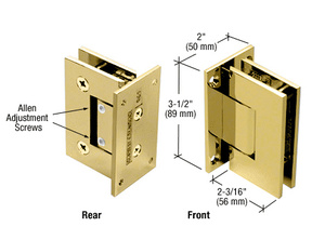 CRL Polished Brass Geneva 337 Series Adjustable Wall Mount Full Back Plate Hinge