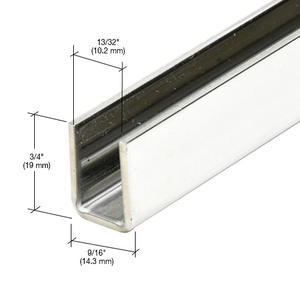 CRL Polished Stainless 3/8" Fixed Panel Shower Door Deep U-Channel - 95"