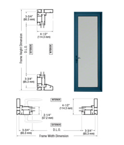 Custom Series 900 Custom KYNAR® Paint Hinged Left Swing Out Terrace Single Door with 3-3/4" Bottom Rail and Standard Threshold
