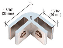 CRL Chrome Two-Way Aluminum  90 Degree Glass Connector