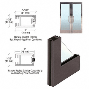 CRL 3" Oil Rubbed Bronze Narrow Stile Clad Full Framed Door