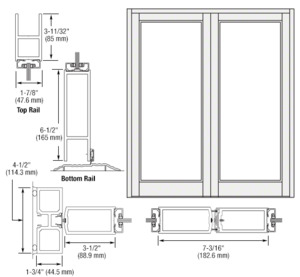 CRL-U.S. Aluminum White KYNAR® Paint Blank Pair Series 800 Durafront Medium Stile Center Hung Entrance Doors- No Prep