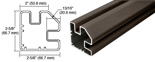 CRL Matte Bronze  36" Long 2" x 2-5/8" Square 90 Degree Post