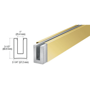 CRL Polished Brass Custom B5L Series Low Profile Square Base Shoe Undrilled for 1/2" to 5/8" Glass