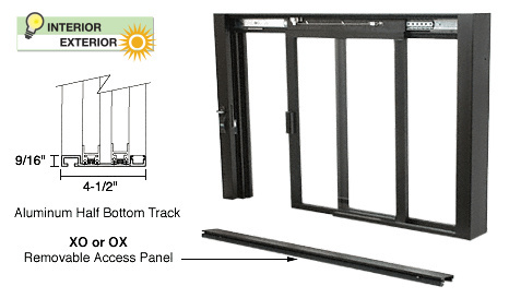 CRL Duranodic Bronze Self-Closing Deluxe Sliding Service Windows with Aluminum Half Bottom Track