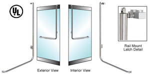CRL-Blumcraft® Brushed Stainless Left Hand Reverse Rail Mount Keyed Access "D" Exterior, Top Securing Panic Handle
