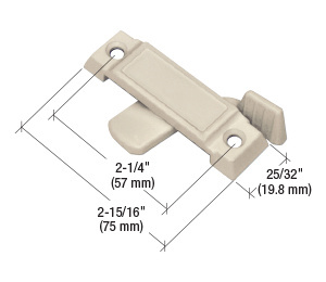 CRL Tan Sliding Window Lock with 2-1/4" Screw Holes and 1/2" Latch Projection