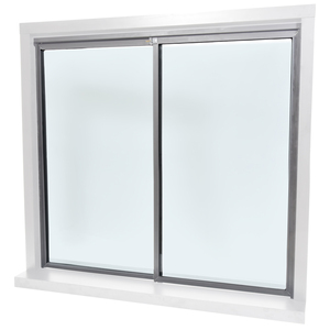 CRL Daisy Satin Anodized Factory Glazed with 1/4" Tempered Glass Pass-Thru Assembly 48" Width 48" Height