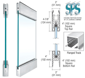 CRL Satin Anodized Type 1 Flanged SPS with 4" Square Rails Top and Bottom