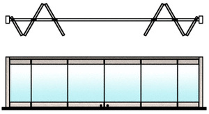 CRL Brushed Stainless 6-Panel Bipart Overhead Track Half Bi-Fold Door Configuration