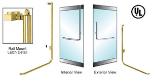 CRL-Blumcraft® Satin Brass Right Hand Reverse Rail Mount Keyed Access "B" Exterior, Top Securing Panic Handle