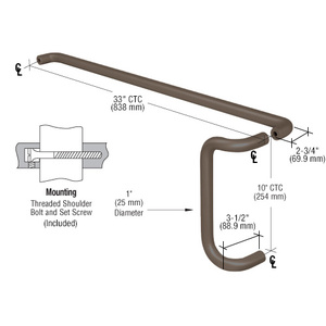 CRL Aluminum Push and Offset Pull Set for 36 Door