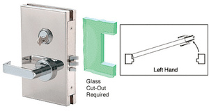 CRL Polished Stainless 6" x 10" LH Center Lock with Deadlatch in Class Room Function