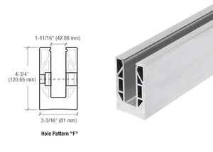 CRL 9BL Series Mill 118-1/8" Square Base Shoe Fascia Mount Drilled for 27/32" Glass