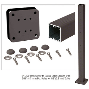 CRL Matte Bronze 42" Surface Mount Cable Center Post Kit for 200, 300, 350, and 400 Series Rails