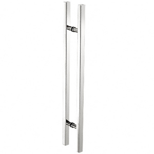 CRL Polished Stainless Glass Mounted Square Ladder Style Pull Handle with Round Mounting Posts - 48" Overall Length