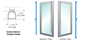 CRL-Blumcraft® Powder Coated Left Hand Reverse Aluminum/Wood Door Mount 'FS' Exterior Designer Dummy Handle