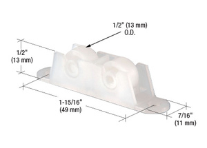 CRL 1/2" Flat Edge Tandem Nylon Window Roller with 7/16" Wide Housing