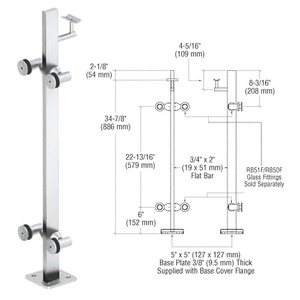 CRL Polished Stainless 36" P3 Series 180 Degree Center Post Railing Kit