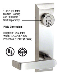 CRL Brushed Stainless 1600 Series Prepped Lever Trim for 1900 Rim Panic Devices