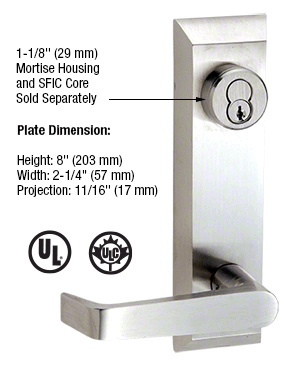 CRL Brushed Stainless 1600 Series Prepped Lever Trim for 1900 Rim Panic Devices