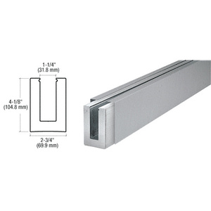 CRL B7S Series Brushed Stainless Custom Length Square Base Shoe for 3/4" Glass