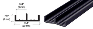 CRL Black Lower Plastic Track for 1/4" Sliding Panels