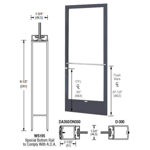 CRL-U.S. Aluminum Bronze Black Anodized 250 Series Narrow Stile Active ...