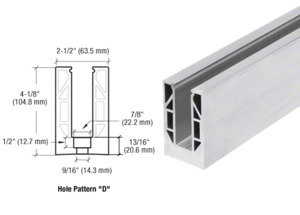 CRL 8B Series Mill Aluminum 120" Square Base Shoe Drilled for 1/2" Glass