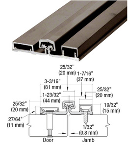 CRL Dark Bronze 200 Series Standard Duty 83" Full Surface Continuous Hinge