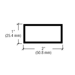 CRL-U.S. Aluminum Clear Anodized 2" x 1" Hollow Tube Extrusion - 21'-2"