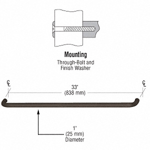 CRL 1" Oil Rubbed Bronze Solid Pull Handle - 33"