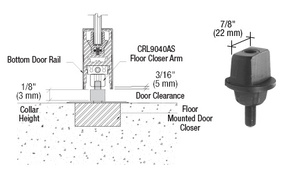 CRL Floor Mounted Closer 1/8" Collar Height Tapered Type Spindle