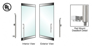 CRL-Blumcraft® Brushed Stainless Left Hand Rail Mount Cylinder/Thumbturn "P" Exterior Bottom Securing Deadbolt Handle