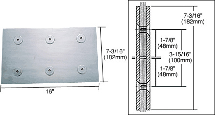 CRL Brushed Stainless 16" Fin Splice Fitting for 3/4" Glass