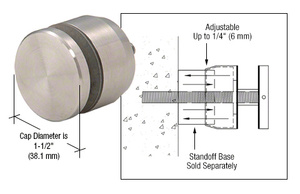CRL Brushed Stainless Adjustable Height Standoff Cap for 1-1/4" Base