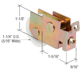 CRL 1-1/4" Nylon Ball Bearing Sliding Glass Door Roller with 9/16" Wide Housing