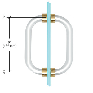 CRL 6" Acrylic Back-to-Back Shower Door Pull Handle with Brass Rings
