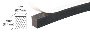 CRL Neoprene Sponge Rubber Weatherstrip 1/2" x 7/16" with Peel-Bak Adhesive