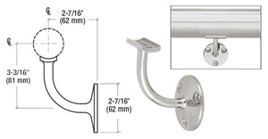 CRL Polished Stainless Del Mar Series Wall Mounted Short Arm Hand Rail Bracket