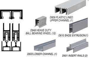 CRL Satin Anodized Deluxe Track Assembly With D609 Upper and D603 Lower Track - Steel Ball-Bearing Wheels