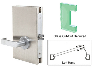 CRL Brushed Stainless 6" x 10" LH Center Lock With Deadlatch in Passage Lock Function