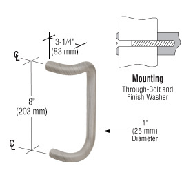 CRL 8" Brushed Stainless Solid Offset Pull Handle