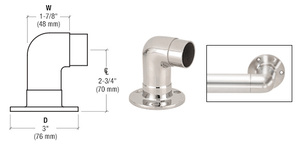 CRL Polished Stainless Flush Wall Return for 1-1/2" Tubing