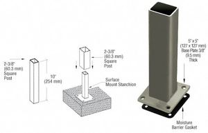 CRL Beige Gray ARS Surface Mount Stanchion