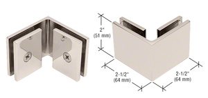 CRL Polished Nickel Square 90 Degree Glass-to-Glass Clamp