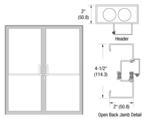 CRL-U.S. Aluminum Clear Anodized Class 1 Thermally Improved Up and Over Frame for a Pair of Doors Prepped for Butt Hinges and Overhead Concealed Door Closers