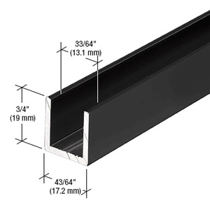 CRL Matte Black 1/2" Fixed Panel Shower Door Deep U-Channel - 95"
