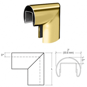 CRL Polished Brass 90 Degree Vertical Corners for 27/32" and 1-1/16" Laminated Glass Cap Railings