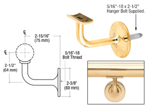 CRL Polished Brass Pismo Series Wall Mounted Hand Rail Bracket